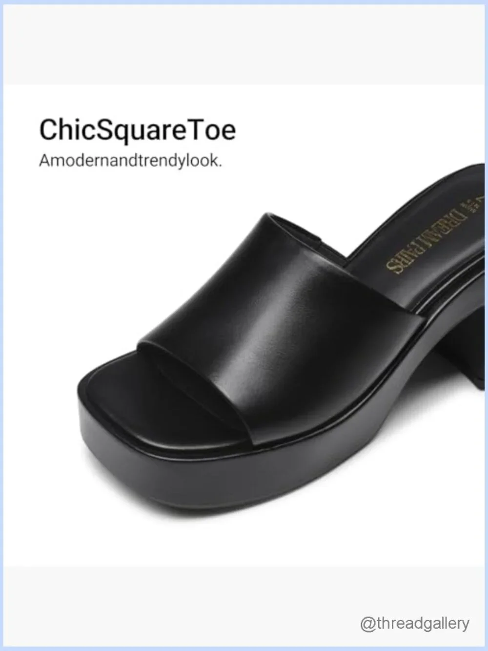 Chunky Platform Heels Square Open Toe Slip On Block Heel Sandals